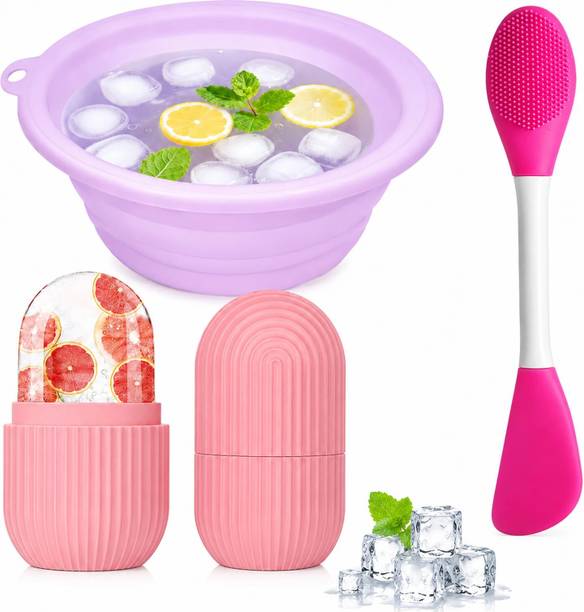 Alvita Ice Bowl, Ice Roller & Silicone Face roller | Cooling Facial Therapy & Deep Cleansing Skin Care Kit