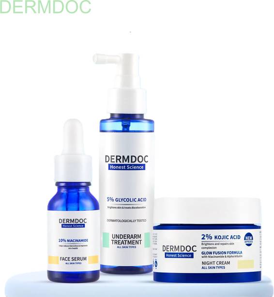 DermDoc Complete Skincare Kit: Night Cream, Niacinamide Serum & Spray