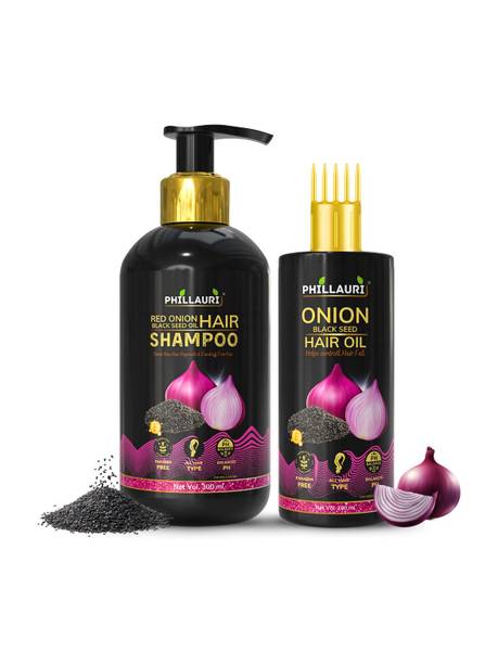 Phillauri Onion Shampoo and Hair oil with Vitamin E, Natural Extracts & Herbs