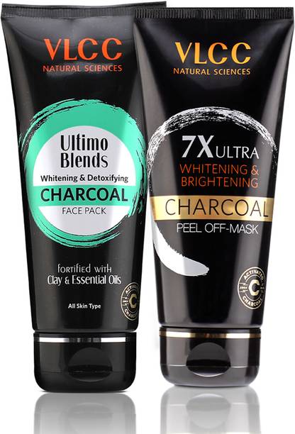 VLCC 7X Ultra Charcoal Peel Off Mask (100g) & Ultimo Blends Charcoal Face Pack (100g)