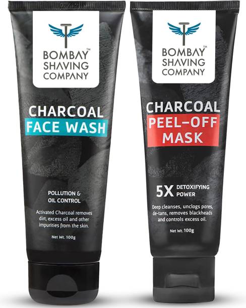 BOMBAY SHAVING COMPANY Charcoal Face Wash & Peel off Face Mask Combo for Men | Brightens Skin