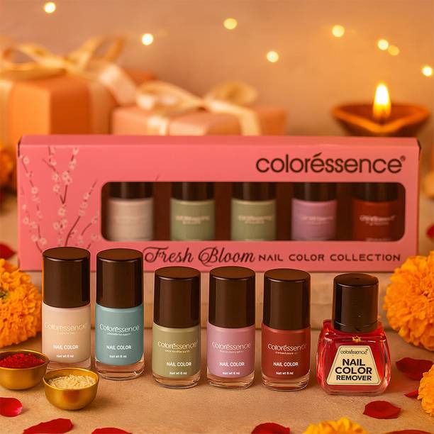 COLORESSENCE Fresh Bloom Nail Paint Kit with Floral Shades | Free Nail Paint Remover