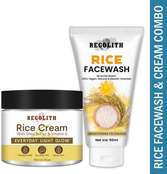 Regolith Rice Extract Face Wash and Moisturizing Cream Set for Radiant Skin Care