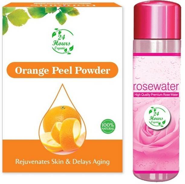 24 Hours Organic Orange Peel Powder(100g) - Free Rose Water(60ml)