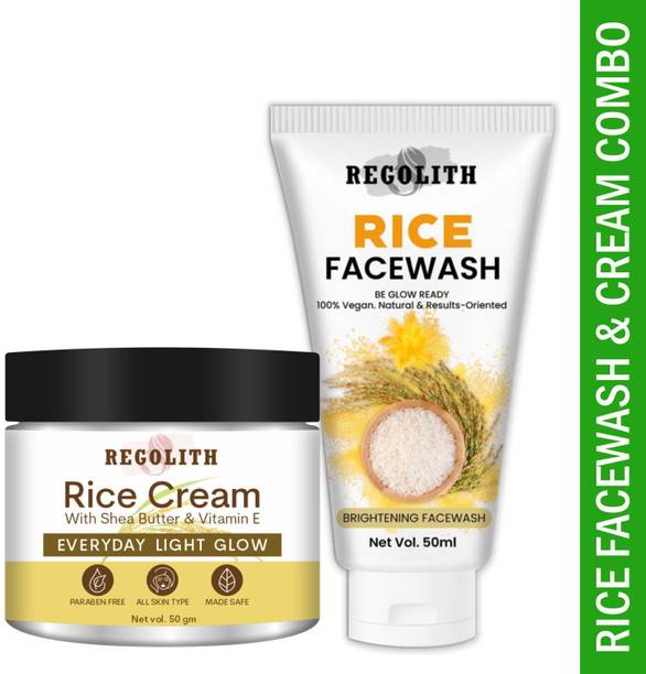 Regolith Gentle Rice Face Wash and Light Moisturizing Cream Duo for Daily Care