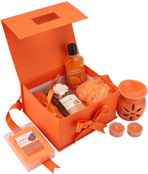 BodyHerbals Orange Bath & Body Spa Gift Box for Men & Women Refreshing Self Care Hamper Set