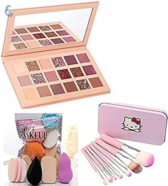 BLUSHSKIN NUED 18 MULTICOLOR MAKEUP KIT WITH BRUSH SET AND 6IN1 PUFF SET A28