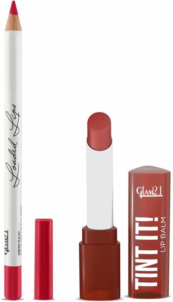 Glam21 Tint it Lip Balm- Dragon Fruit & Loaded Lips Lipliner-Maroon Play