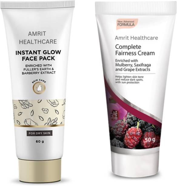 Amrit Healthcare Instant Glow Face Pack & Complete Fariness Cream (glowing face combo)
