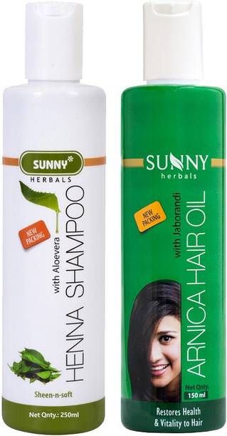 Sunny Herbals Henna Shampoo (With Aloevera)-250Ml and Arnica Hair Oil (With Jaborandi)-150Ml
