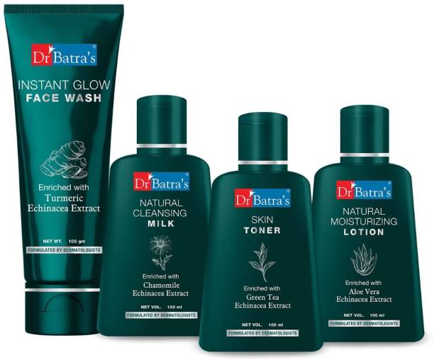 Dr Batra's instant glow, cleansing milk, skin toner & moisturizing lotion (set of 4)