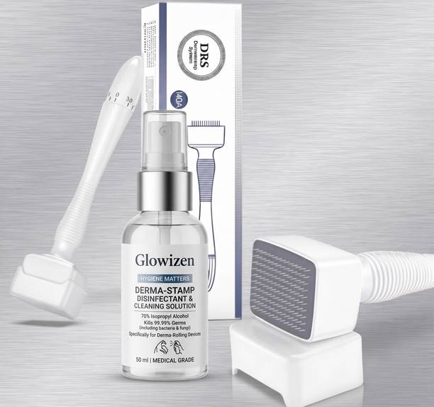 GLOWIZEN 140 Needle Derma Stamp 0–3mm with Disinfectant Kit for Face, Hair & Beard