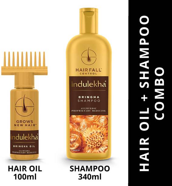 indulekha Bringha 100 Oil & Bringha 340 Ml shampoo | Reduces Hair Fall and Grows New Hair