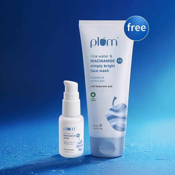 Plum 10% Niacinamide Face Serum with Rice Water-15ml (Free 2% Niacinamide Dermat