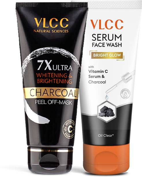 VLCC Vitamin C Serum & Charcoal Face Wash + 7X Charcoal Peel-Off Mask