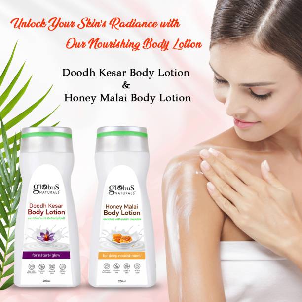 Globus Naturals Body Lotion Combo Honey Malai & Doodh Kesar For All Skin Types