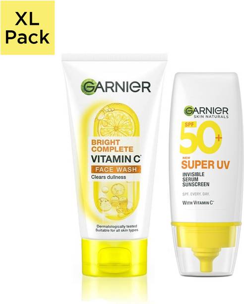 गार्नियर Vit C Morning Combo - Bright Complete Facewash 150g + Serum Sunscreen 30ml