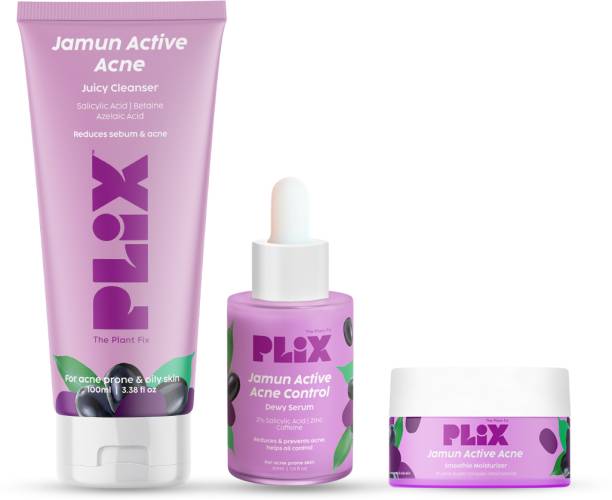 The Plant Fix Plix Jamun active acne serum 30ml Jamun facewash 100ml & Jamun moisturizer 50 g combo