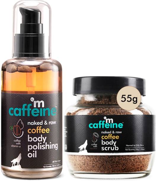 mCaffeine Exfoliating Coffee Body Scrub & Relaxing Body Massage Oil for Soft-Glowing Skin
