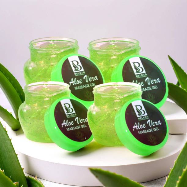 Beleza professional Aloe Vera Gel Pack of 4 - Pure & Natural Hydration for Skin, Sunburn & Hair care"