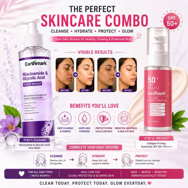 Earthmark Detan+ Brighter Skin Combo - Face Wash - 100g + Sunscreen - 50g