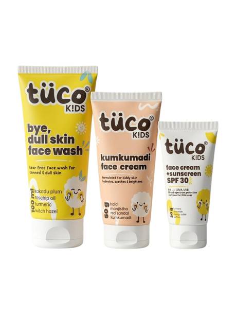 TuCo Kids Complete Detan & Glow regimen | 3-Step Face Care Routine for Tan-Free, Healthy Skin (3–15 Years)