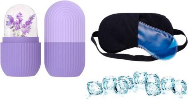Kwaanie Purple Ice Roller & Black Eye Gel Mask Skincare for Face, Eyes & Neck | Cool Therapy Roller for Puffy Face