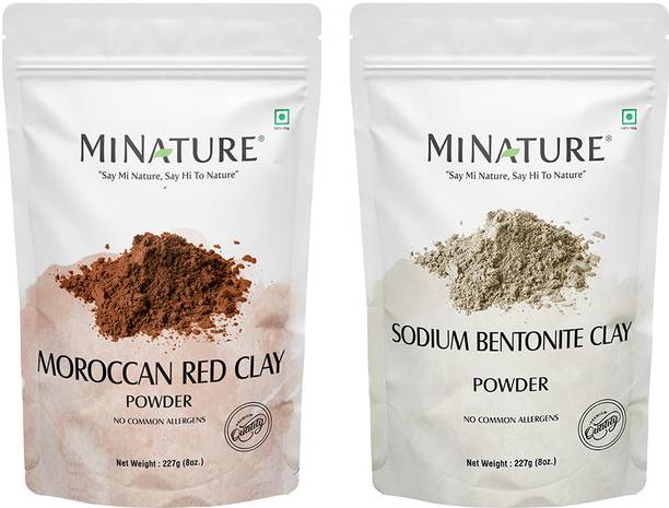 mi nature Moroccan Red Clay And Sodium Bentonite Clay Powder For Hair, Skin & Body