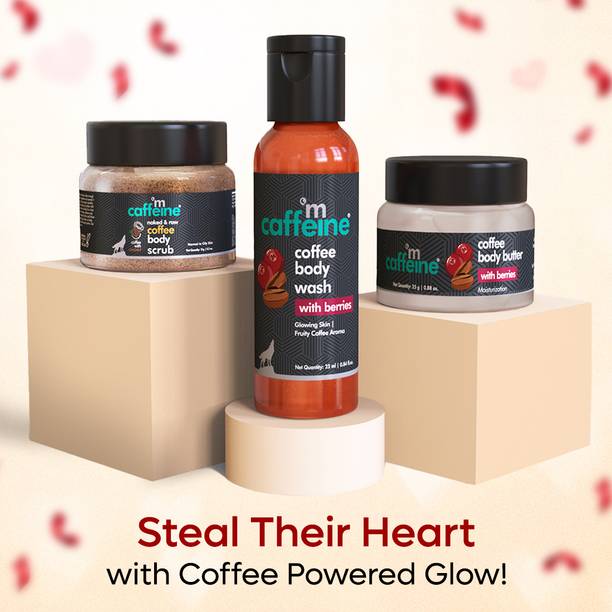 mCaffeine Body Care Gift Set | Berries Body Wash, Scrub & Butter | Men & Women