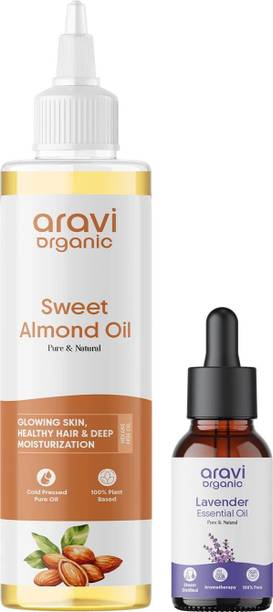 Aravi Organic 100% Pure Cold Pressed Almond Oil & Laven...