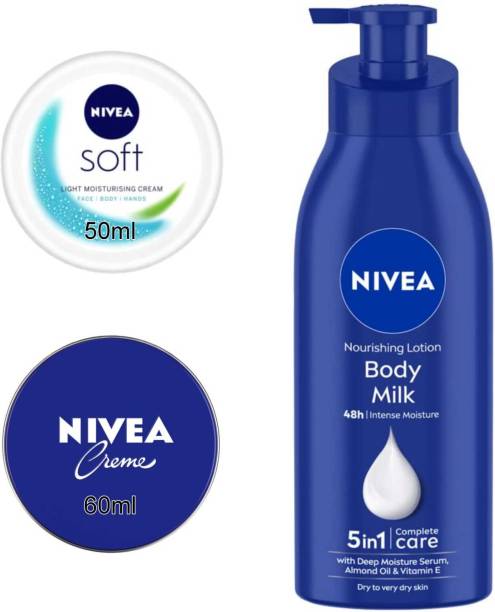 NIVEA Bodymilk 400ml Cream 60ml and Soft Cream 50ml set of 3pc
