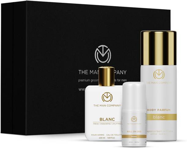 THE MAN COMPANY Perfume Set of Blanc EDT 50 ml, Roll-On Deo 55 ml & Body Spray for Men