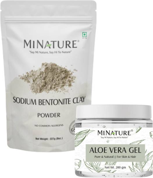 mi nature Combo of Sodium Bentonite Clay and Aloe Vera Gel|For Heathy Skin and Hair