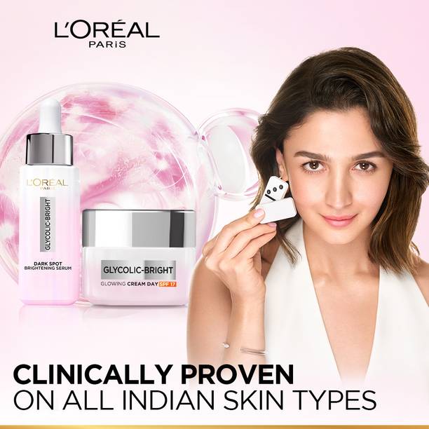 L'Oréal Paris Glycolic Bright Alia Combo, Dark Spot Brightening Serum 15ml + Glowing Day Cream 15ml