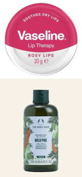 Vaseline ROSY LIPS AND WILD PINE BODY WASH COMBO (IMPORTED)