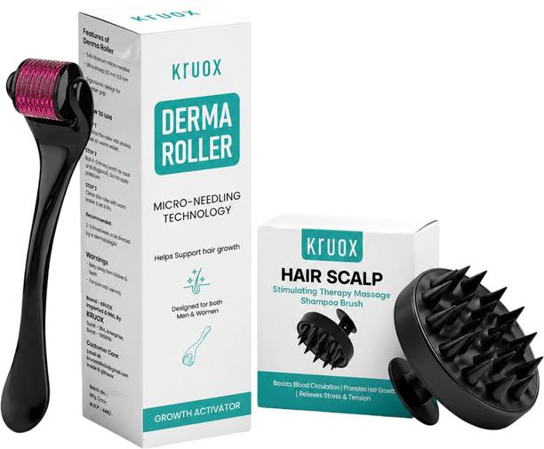 Kruox Scalp Massager with Derma Roller for Men & Women (0.5mm)