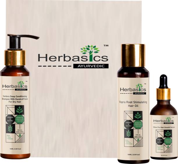 Herbasics Hair Shampoo, Oil and Serum Combo