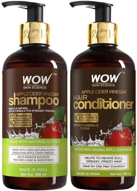 WOW SKIN SCIENCE Apple Cider Vinegar Shampoo And Conditioner| Strong & Smooth Hair | Paraben & Sulphate Free | Hair Care Kit