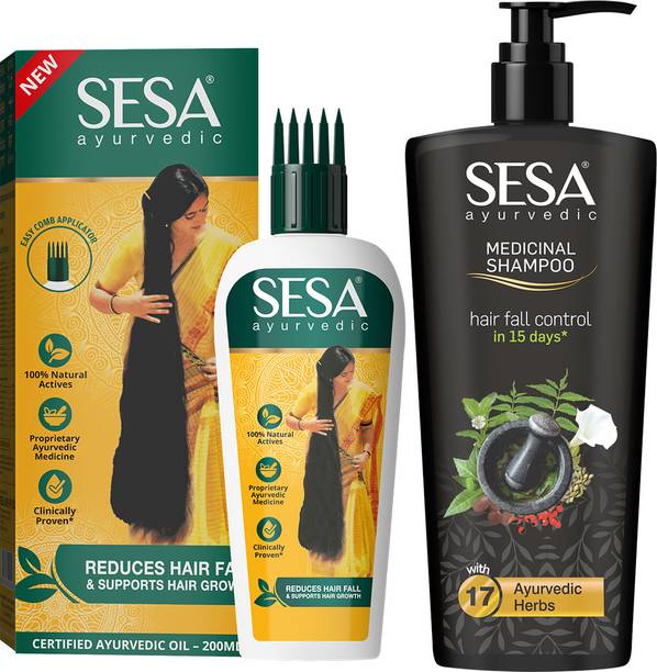 SESA Ayurvedic Anti Hair Fall Combo (Oil 200ml + Shampoo 500ml)