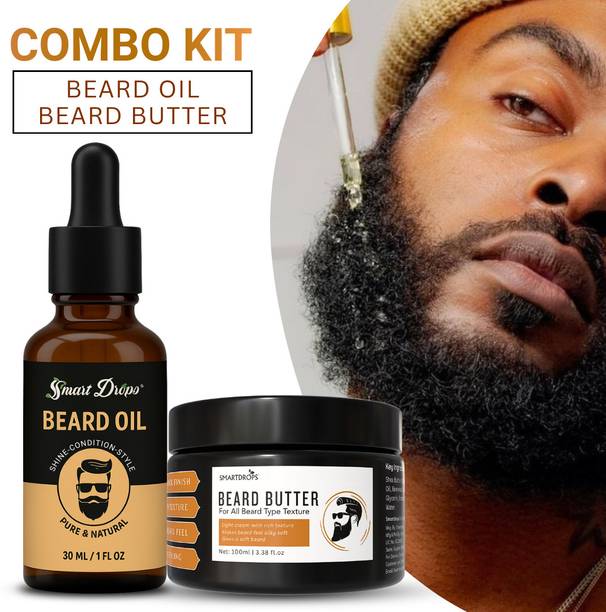 smartdrops Beard Grooming Combo Pack with Beard Oil and Beard Butter for Daily Use