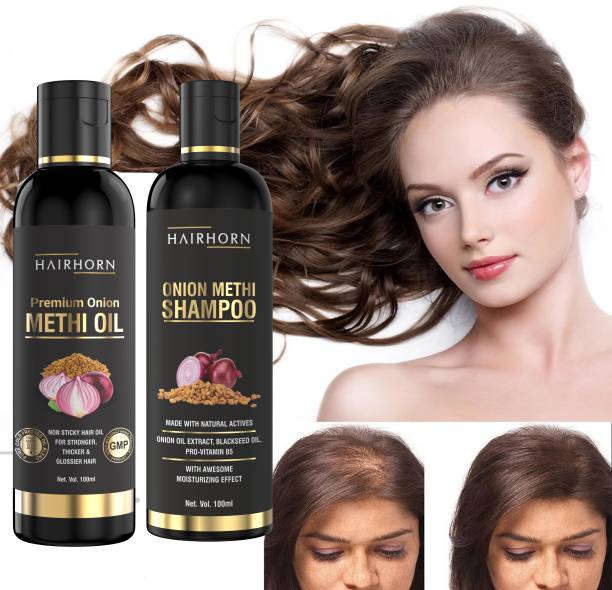 HairHorn Anti Hairfall methi Shampoo 100ml + Oil 100ml