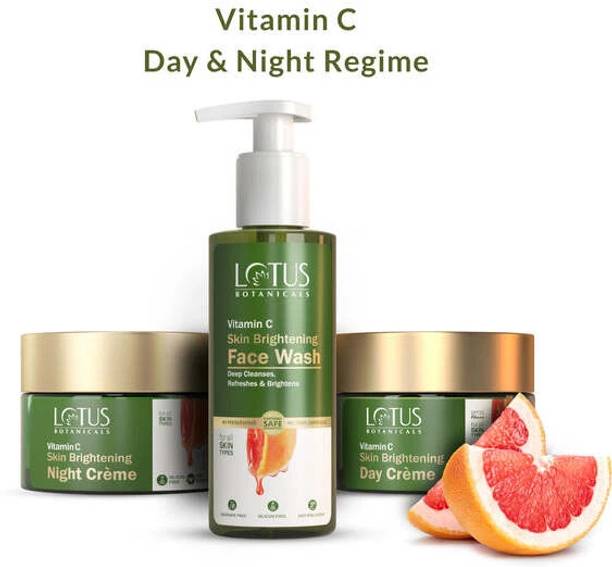 Lotus Botanicals Vitamin C Skin Face Wash,Day Creme with Night Creme