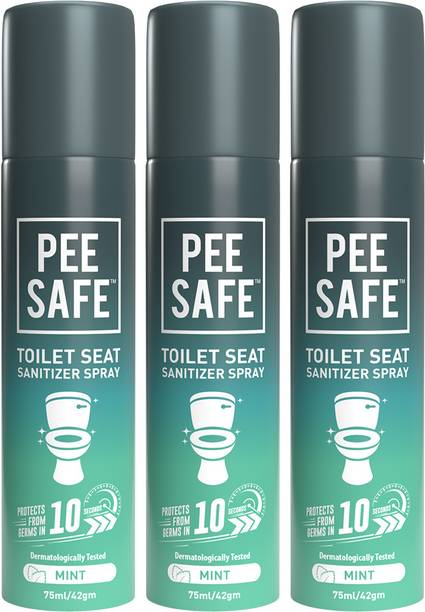 Pee Safe Toilet Seat Sanitizer Mint 75 ml - Pack of 3 Mint Spray Toilet Cleaner