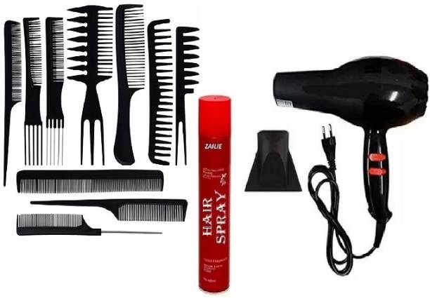 Zailie 10 pcs. comb with 6130 dryer ,hair spray Price in India