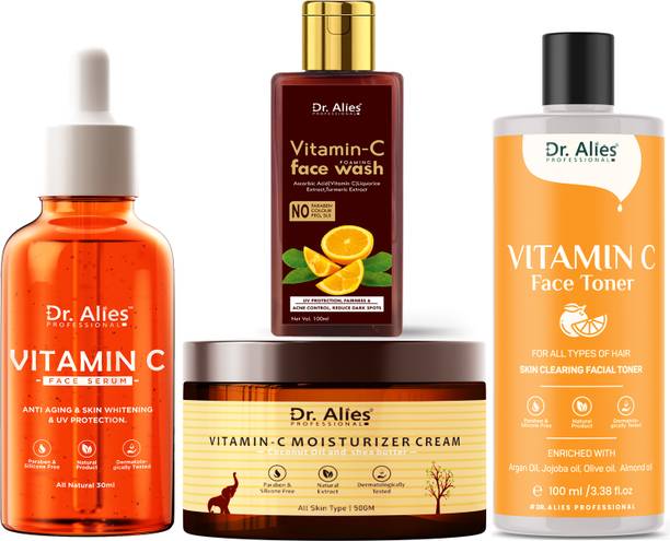 Dr. Alies Professional Vitamin C Face Serum, Facewash, Toner, Moisturizer Full Skin Care Kit