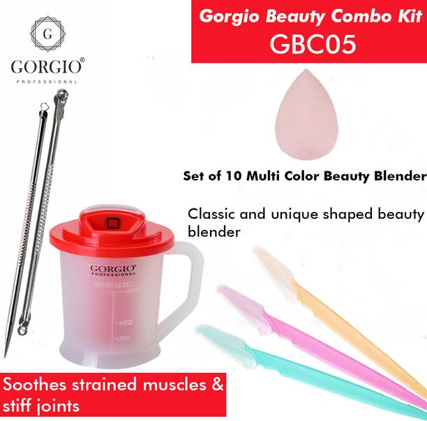 Gorgio Professional Facial Steamer machine, Blackhead Remover, Eyebrow Razors and Blender Sponge