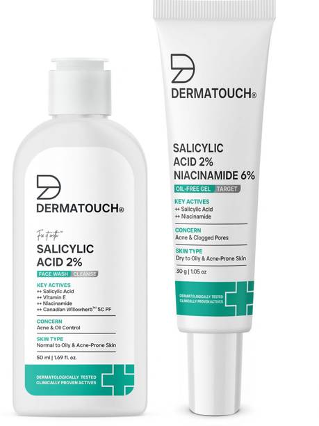 Dermatouch Acne Clear Duo for Oily & Acne-Prone Skin | Salicylic Acid 2% Face Wash + Niacinamide 6% Acne Gel | Acne & Oil Control |(PO2)