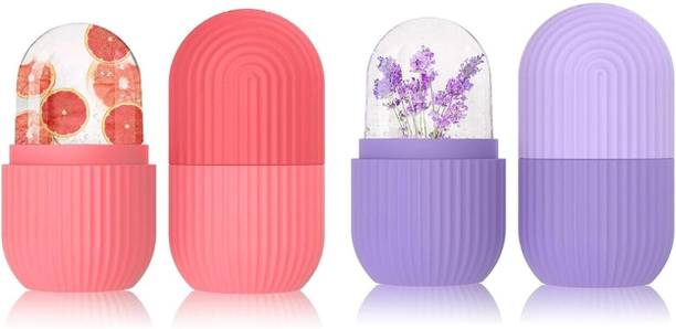 क्वानी Ice Face Roller Silicone Facial Cube for Eyes Neck Massage Remove Dark Circle Pore Shrink Face Beauty Skin Care (PURPLE/PINK)