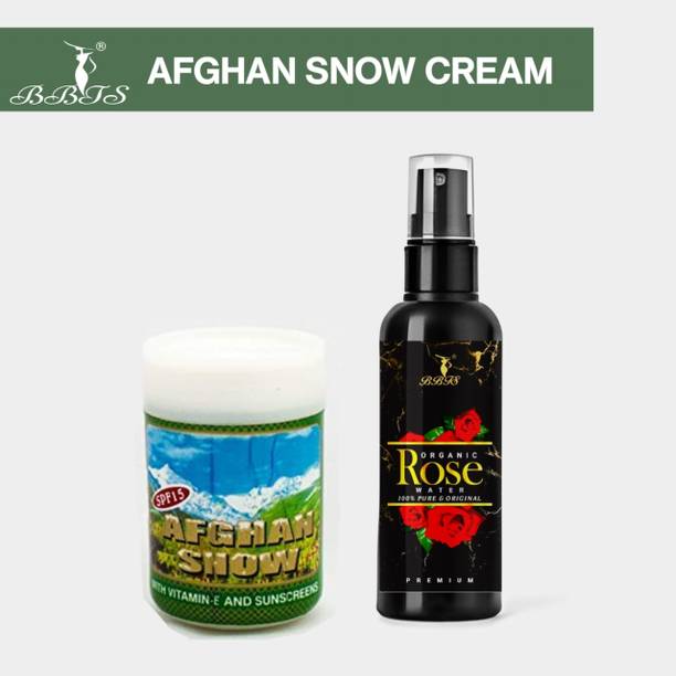 bbts ORGANIC PREMIUM ROSE WATER 100ML + AFGHAN SNOW ALL DAY CREAM 50G