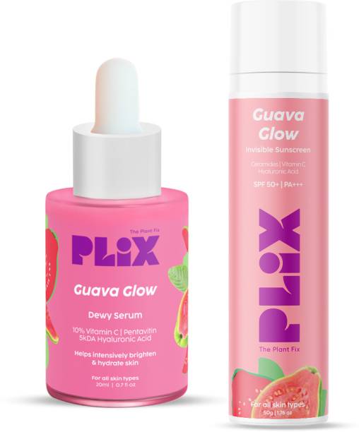 The Plant Fix Plix SPF 50+ Guava Glow Sunscreen-50g and 10% Vitamin C Guava Face Serum-20ml Combo